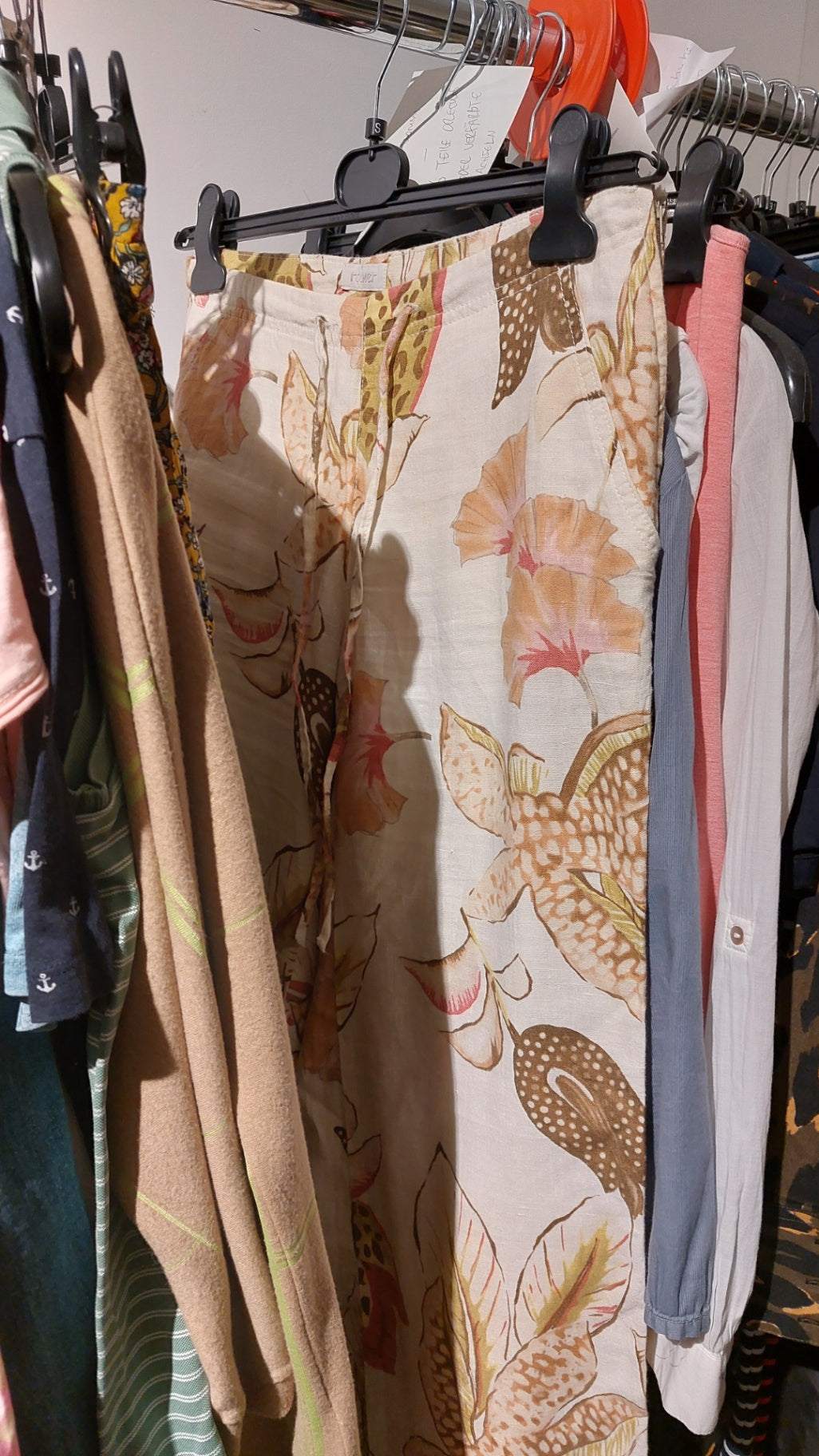 Rosner Hose Beige mit Muster 100% Leinen Gr: S