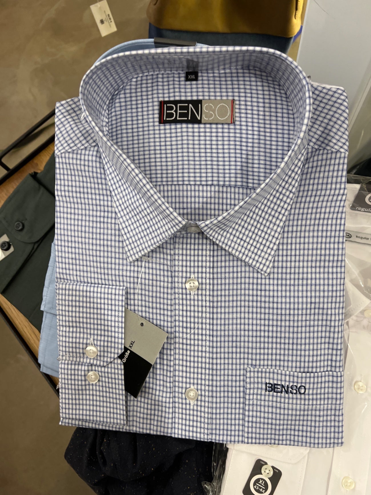 BENSO Hemd Blau und Weiß Größe: XXL