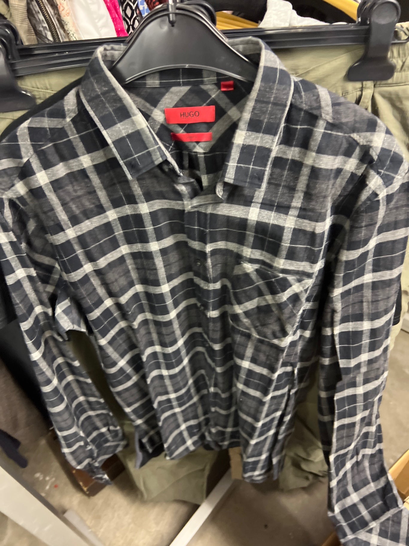 Hugo Boss Hemd Schwarz Grau Größe: XL