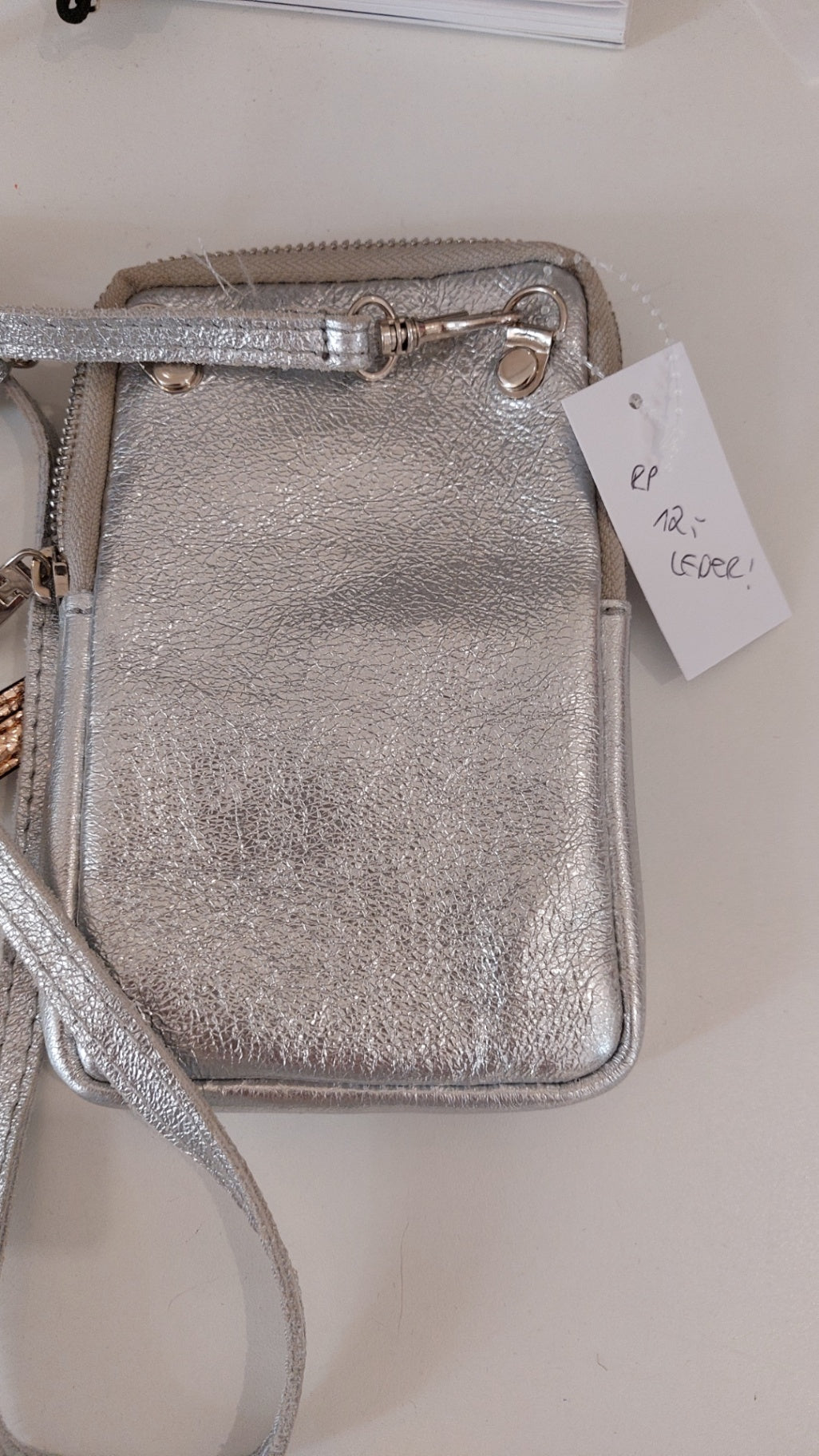 Handtasche Leder Silber 