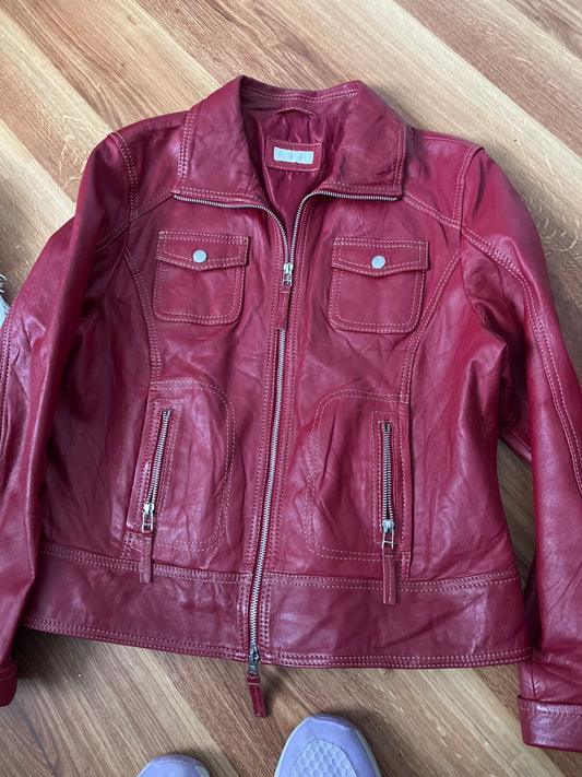 Bonita Lederjacke Rot Größe: 42