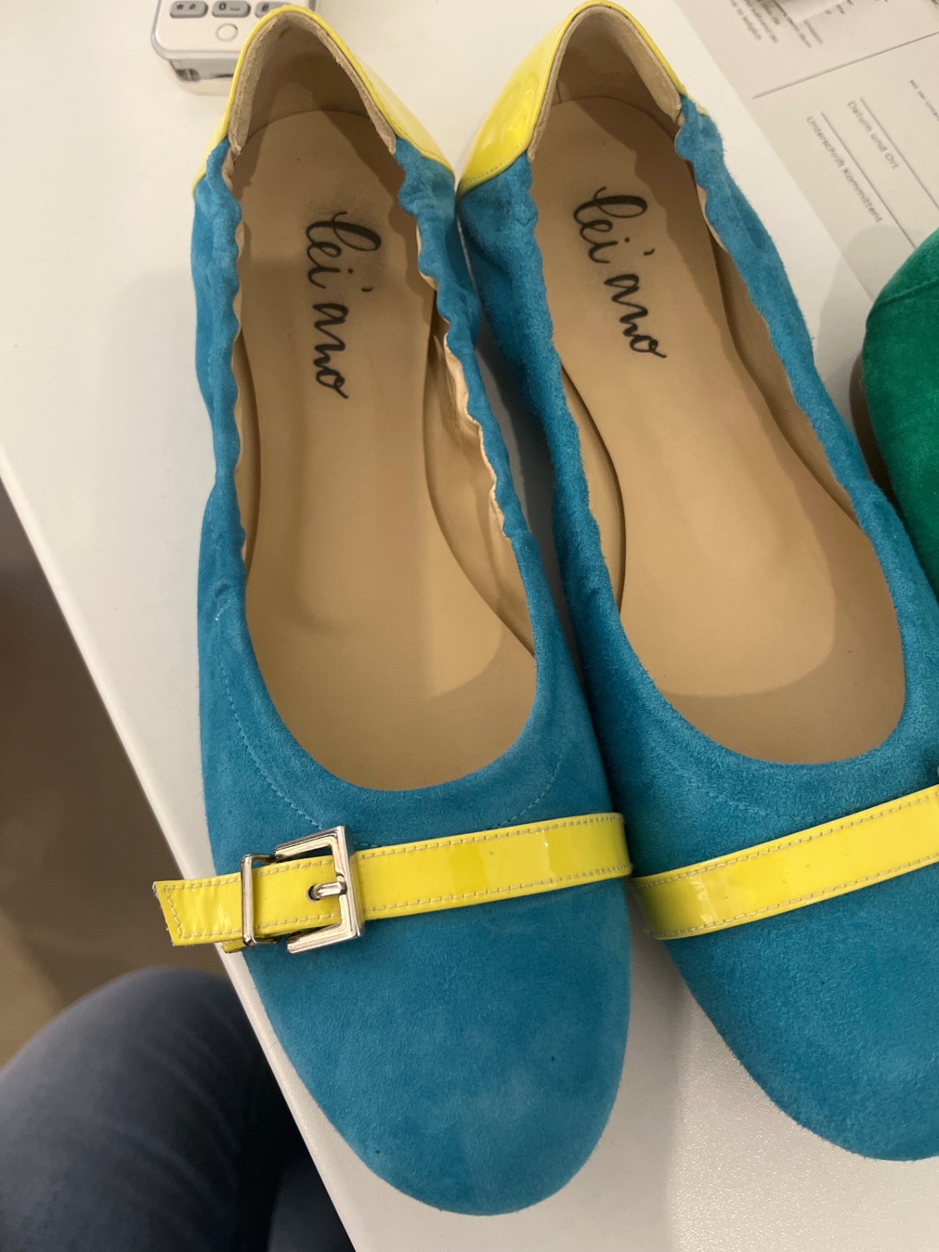 lei'ano Ballerinas Türkis und Gelb Größe: 40