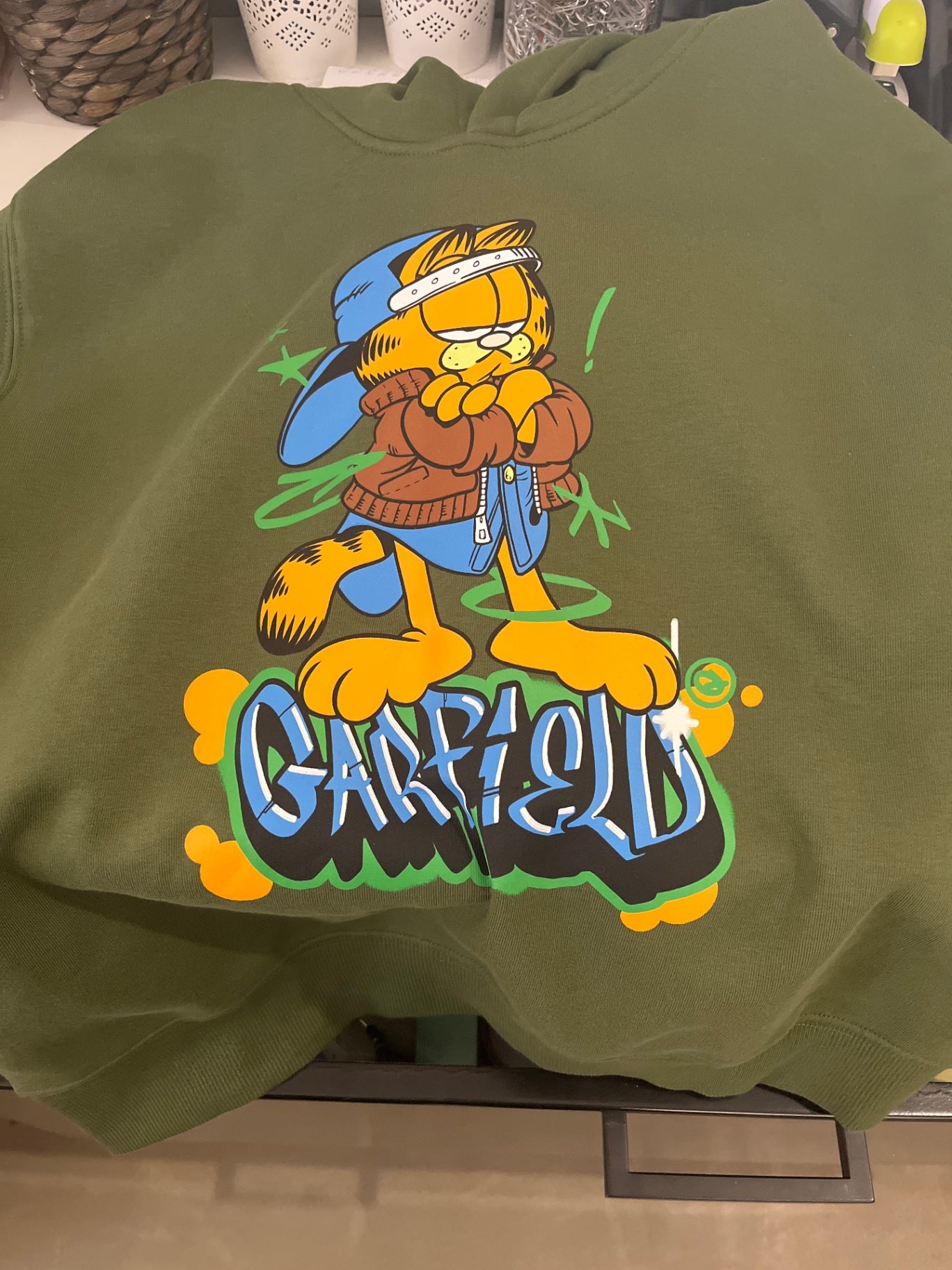 Garfield Zara Hoodie Olivegrün Größe: 164
