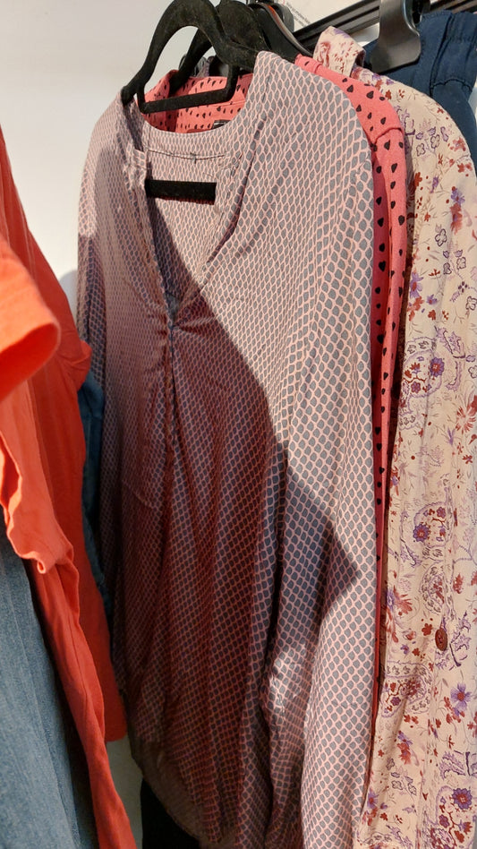 Bluse Grau/Rosa Größe: S - M