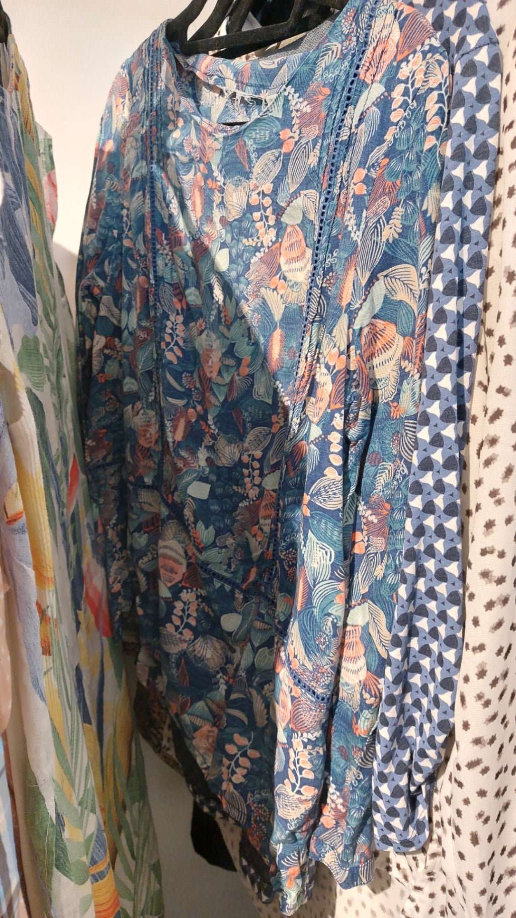 H&M Bluse Mehrfarbig mit Blau Größe: S - M