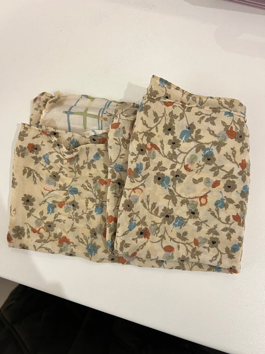100% Seide Tuch Grün Beige