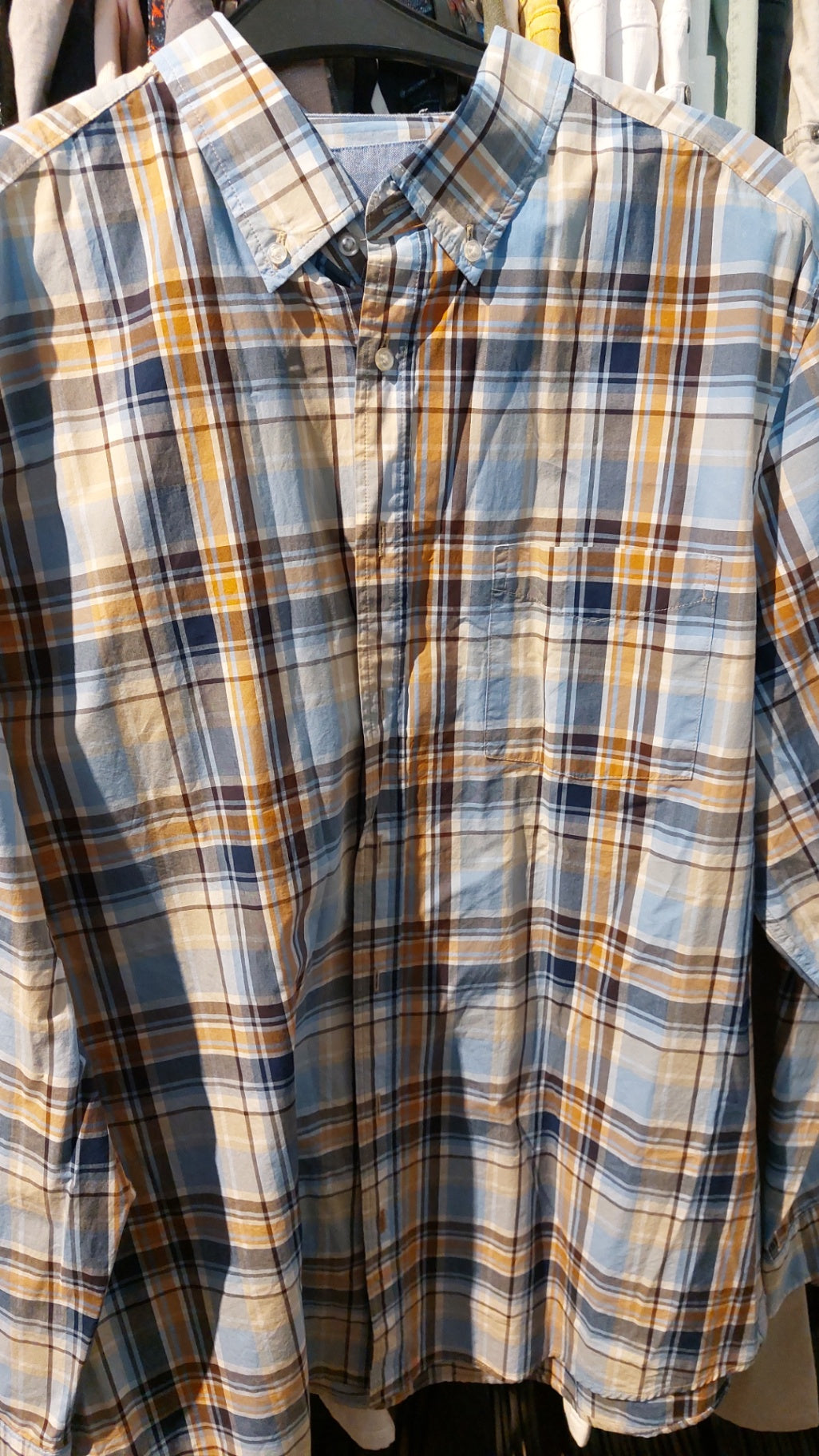 Hemd Blau, Braun, Beige Größe: L