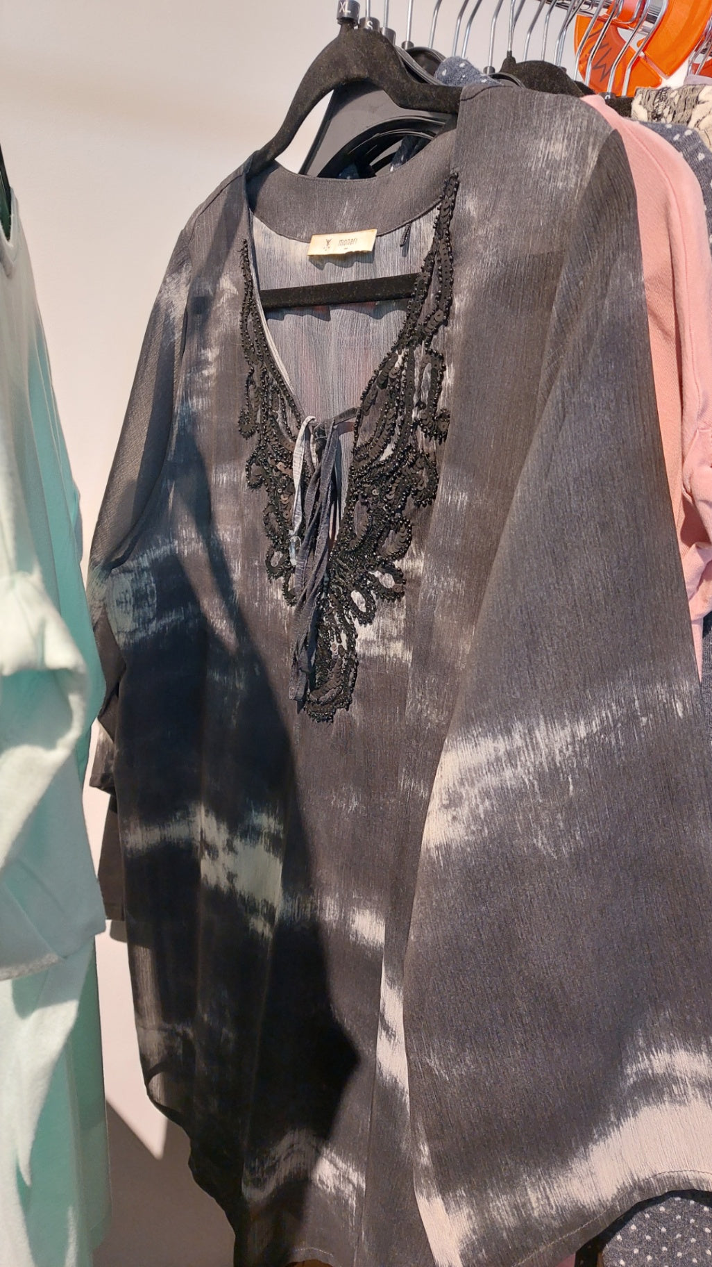 Monari Bluse Schwarz/Grau Größe: XL