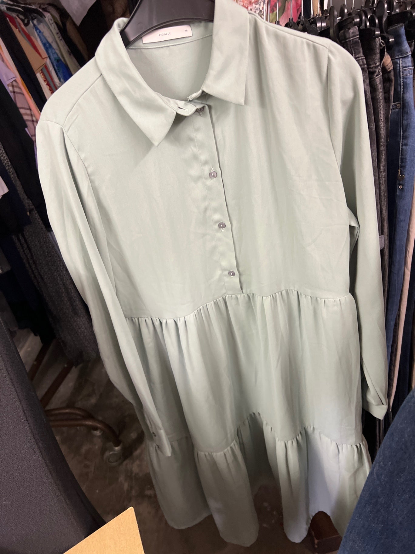 PIGALLE Blusenkleid Hellgrün Größe: 38
