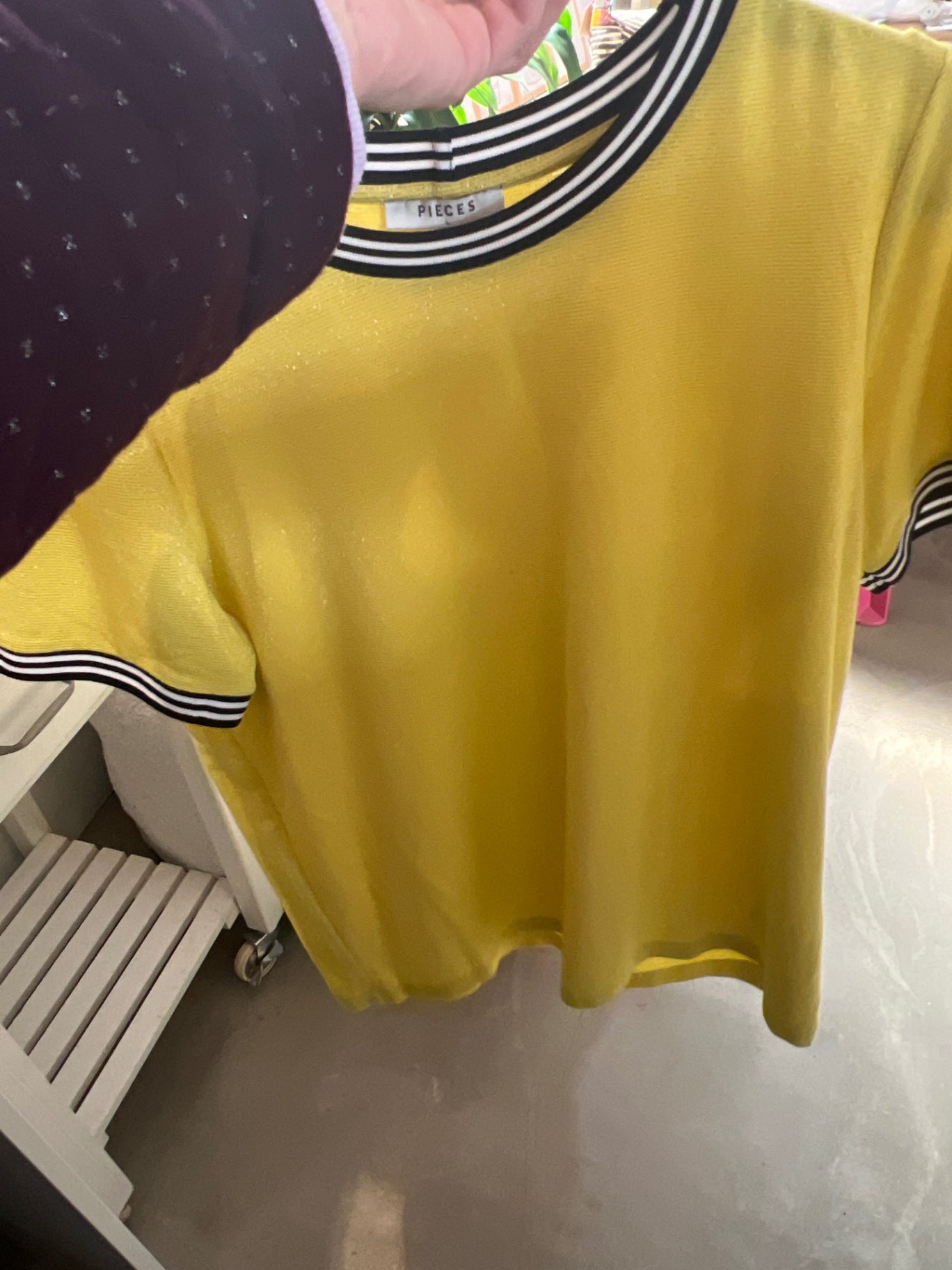 Pieces T-Shirt Gelb Größe: L