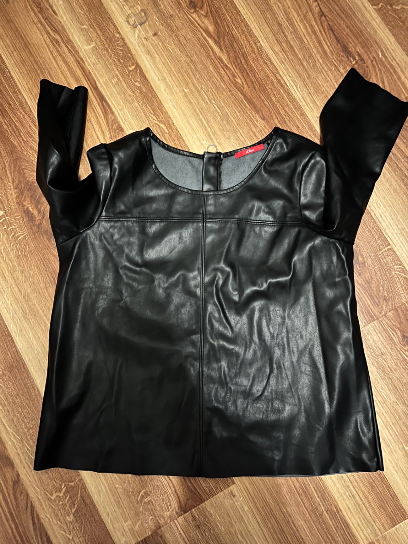 S. Oliver Kunstleder Shirt Schwarz Größe: L