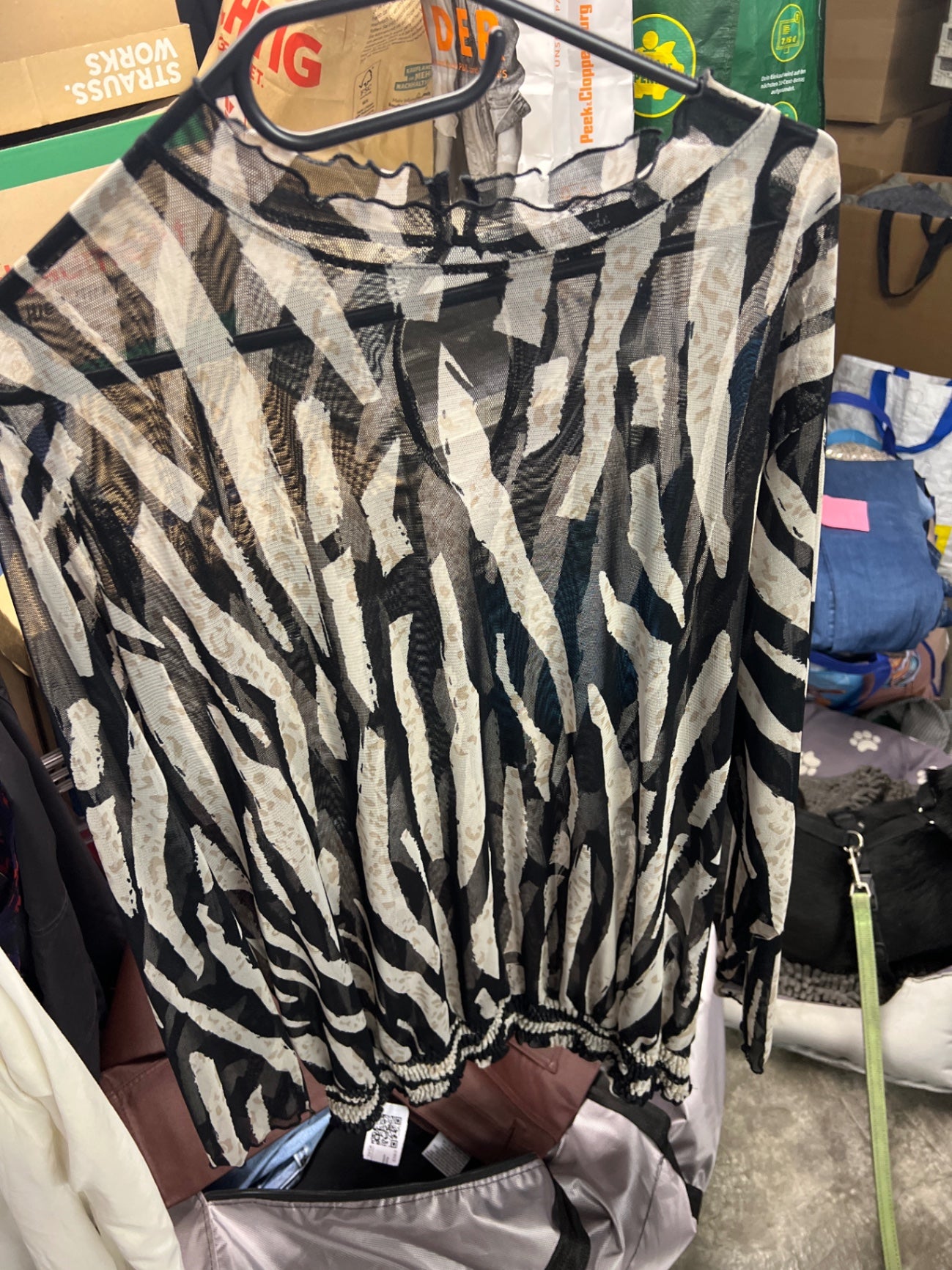 MS Mode Bluse Schwarz Weiß Größe: 2XL