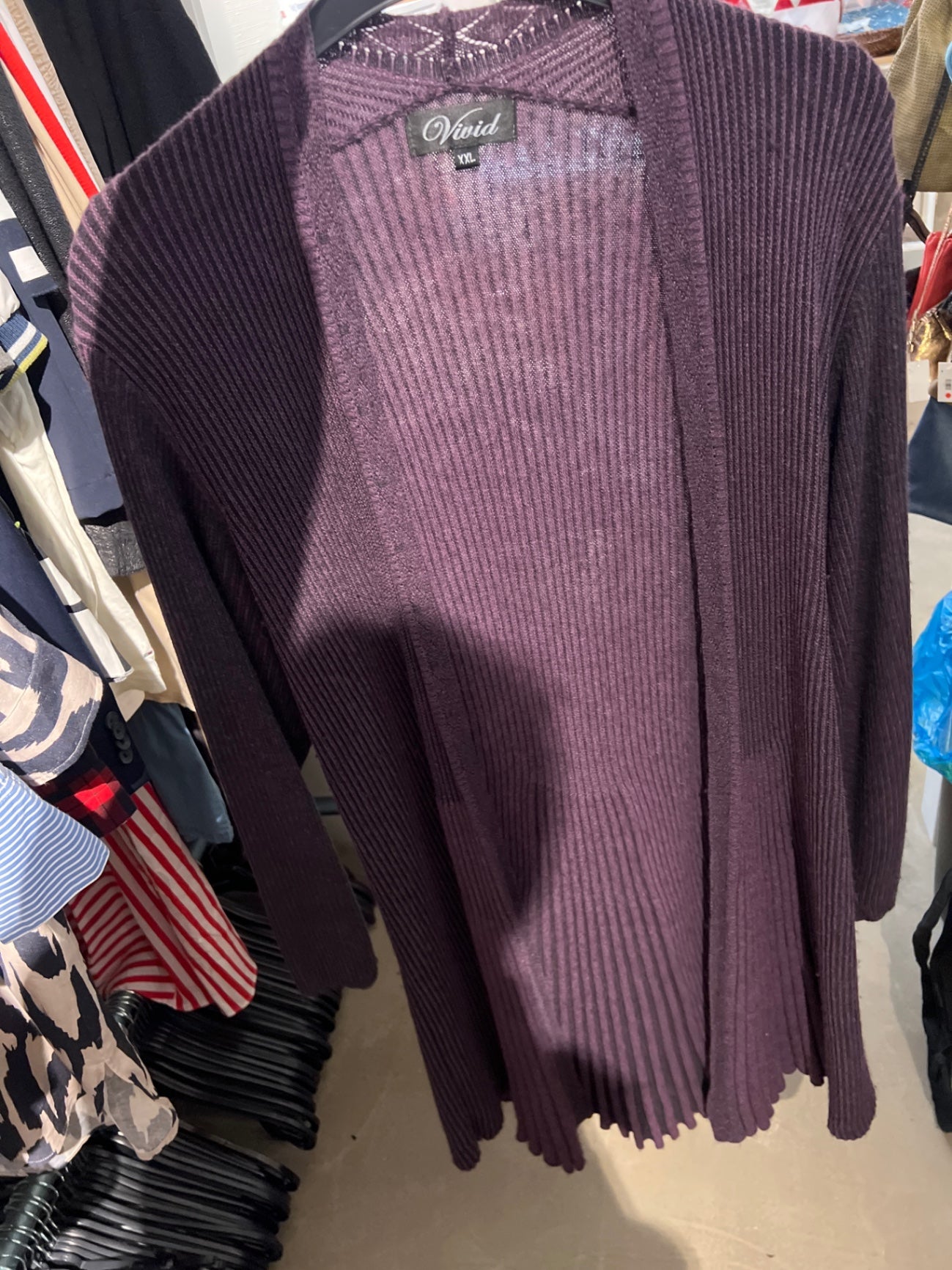 Vivid Cardigan Dunkellila Größe: XXL