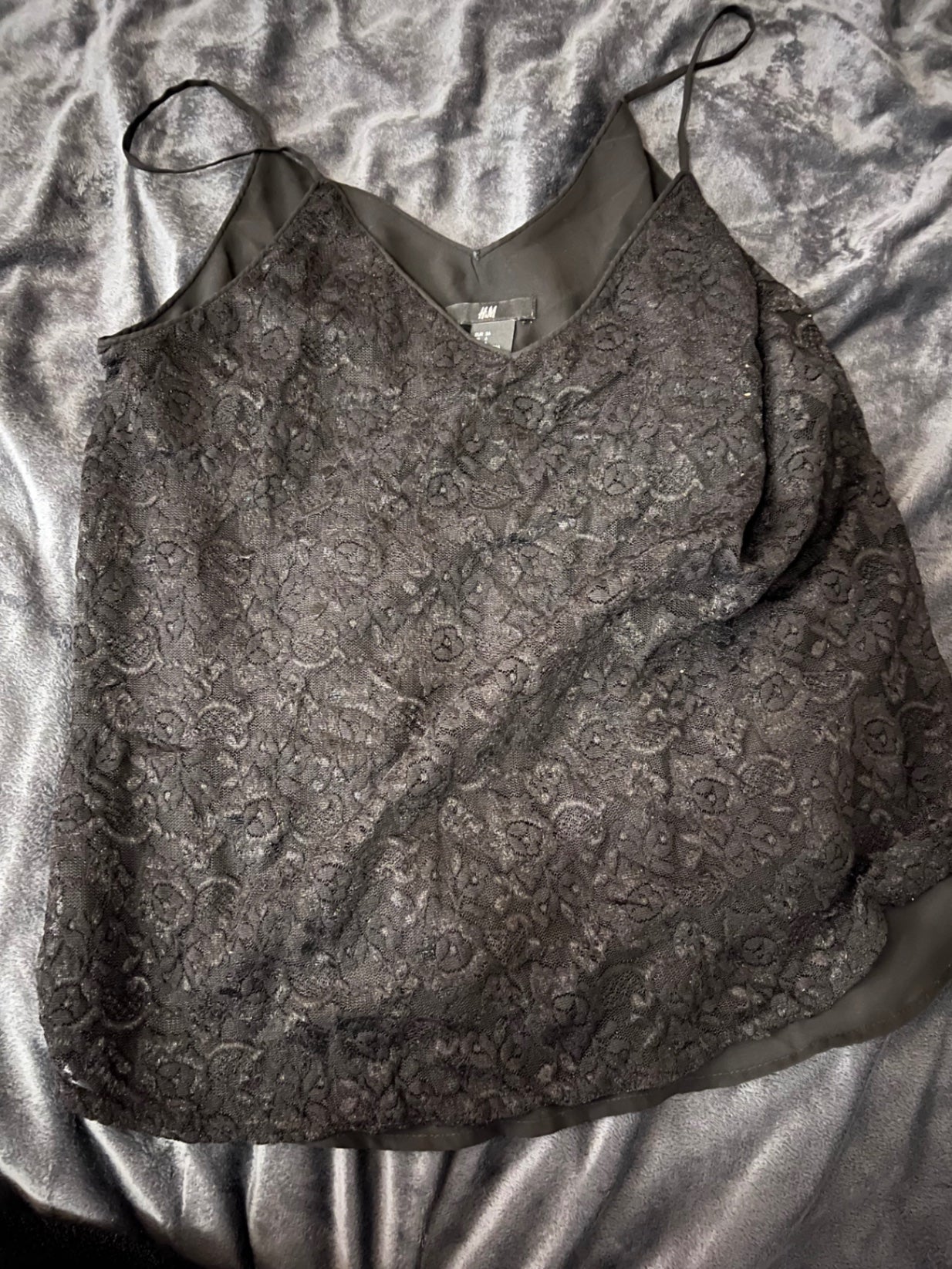 H&M Spitzentop schwarz Größe: S