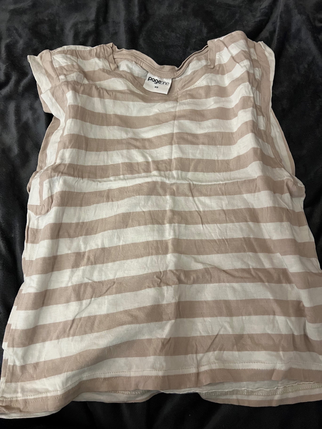 pageone Shirt Beige und Weiß Größe: XS