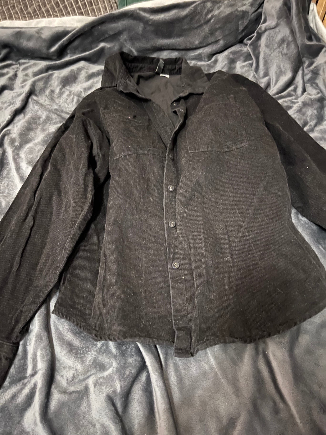 H&M Cordhemd Schwarz Größe: XS