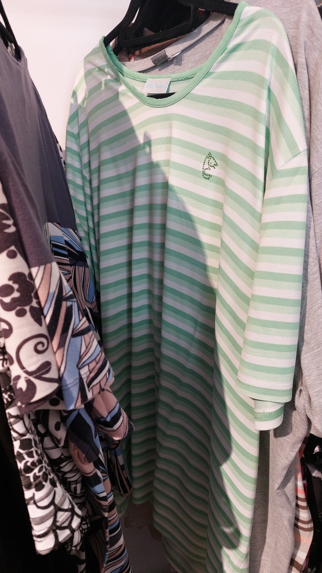 Ulla Popken T-Shirt Weiß/Hellgrün Größe: 58/60