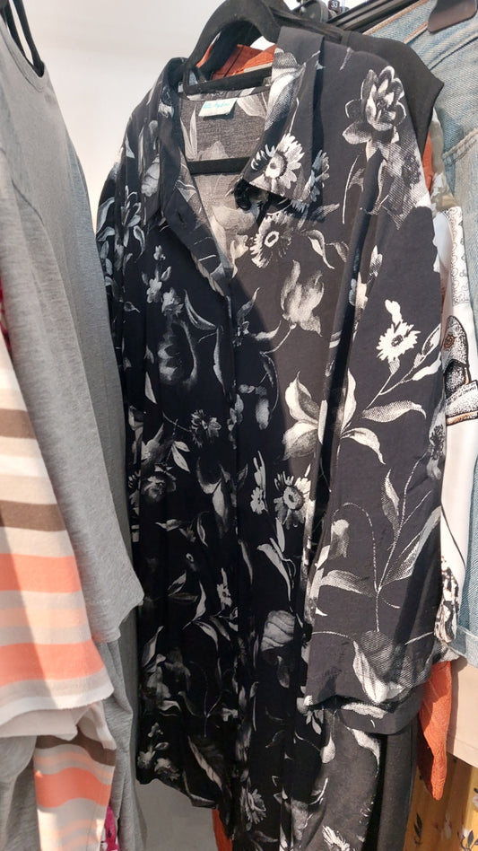 Ulla Popken Hemd Schwarz/Weiß Größe: 58/60
