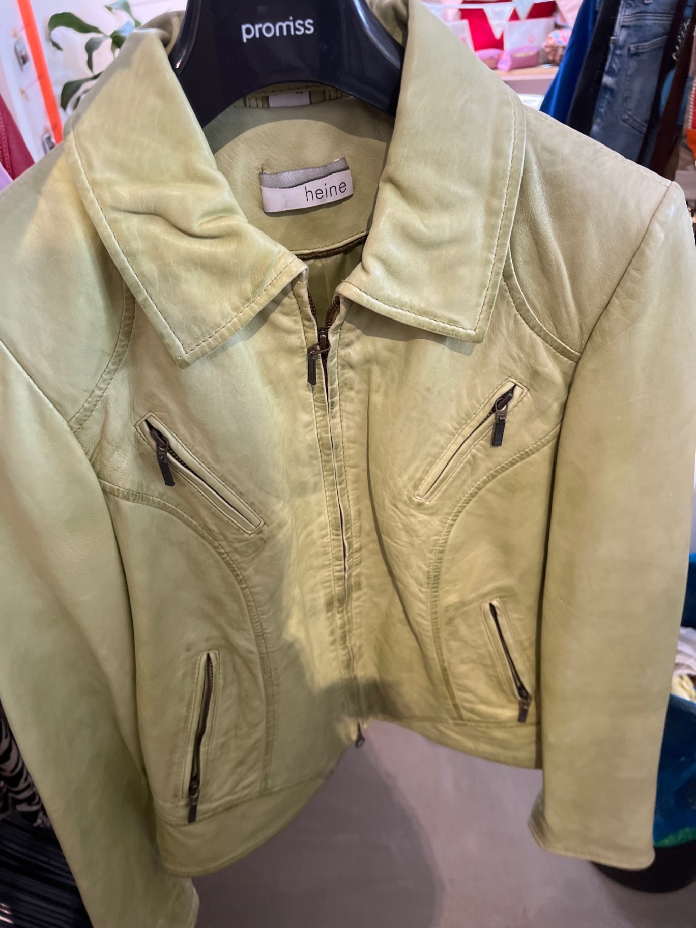 Heine Lederjacke Grün Größe: S