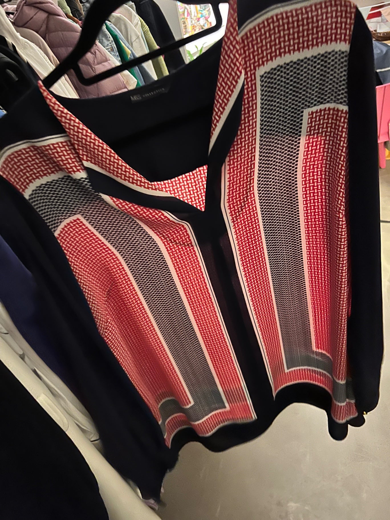 MS Mode Bluse Rot, Schwarz Größe: 44