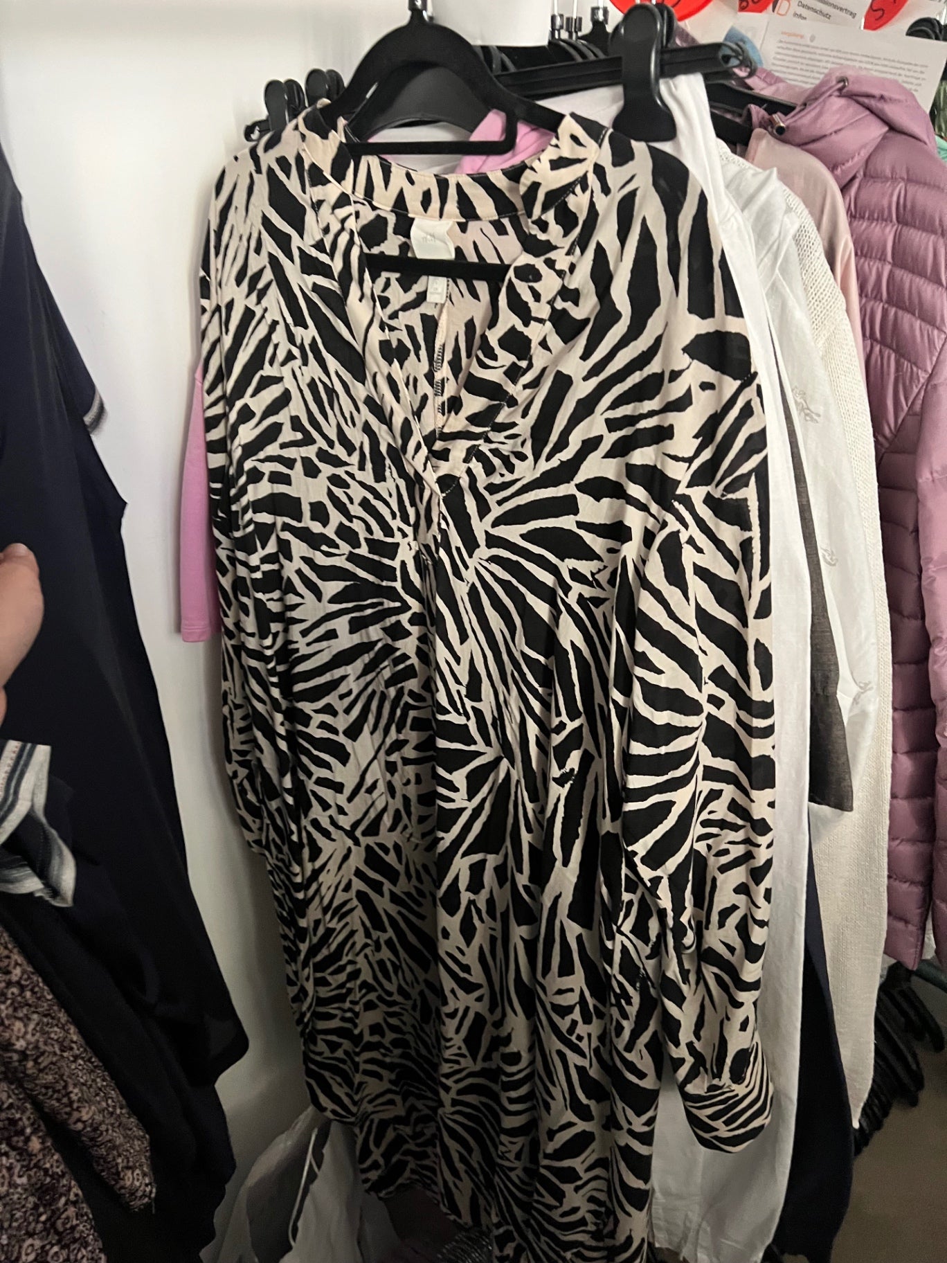 H&M Bluse/Kleid Schwarz-Weiß Größe: S
