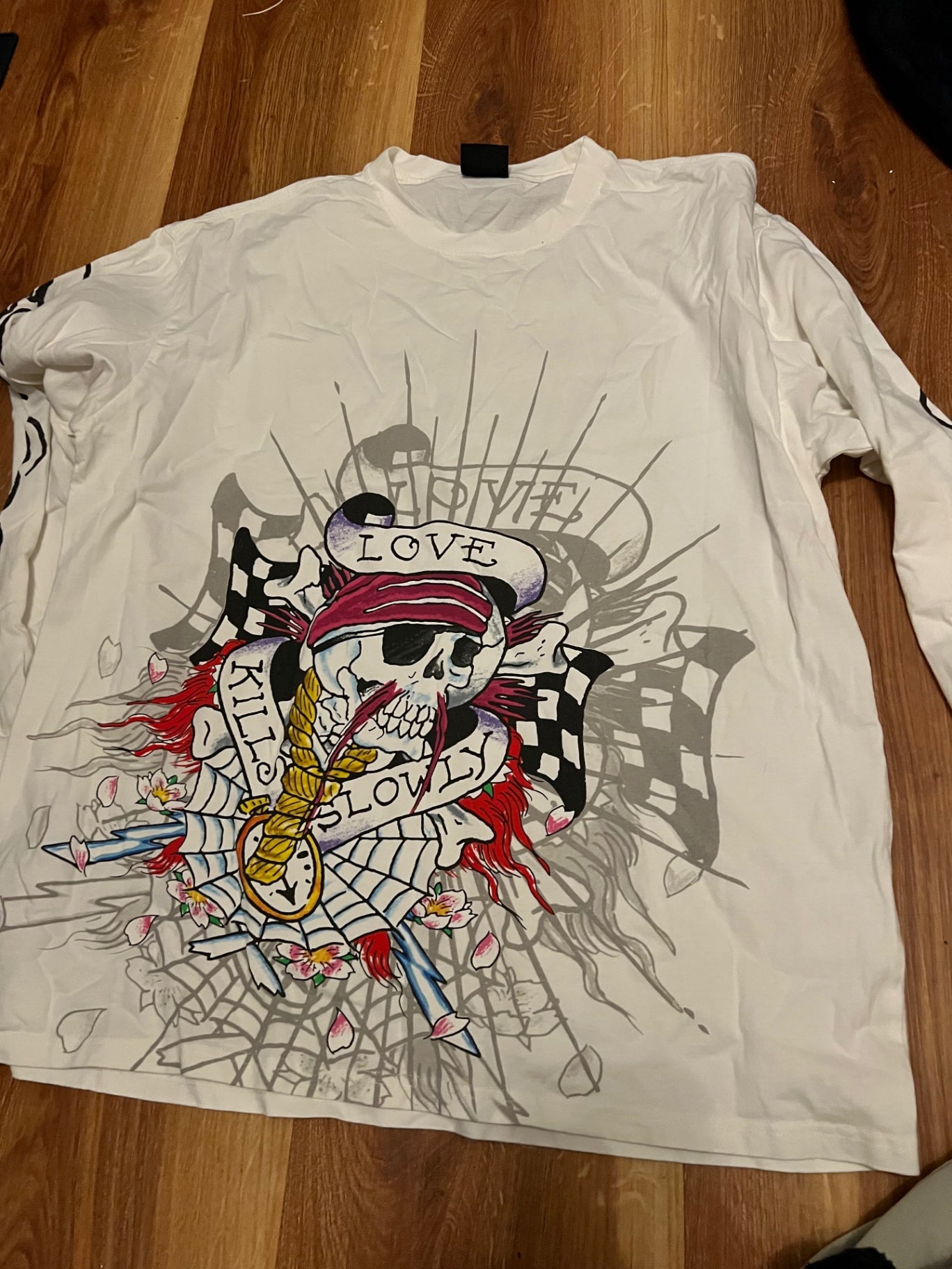 Ed Hardy Langarm-Shirt Weiß Größe: L