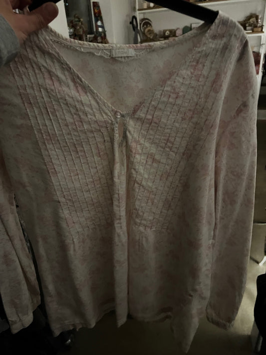 Tchibo Bluse Beige mit Rosa Größe: L