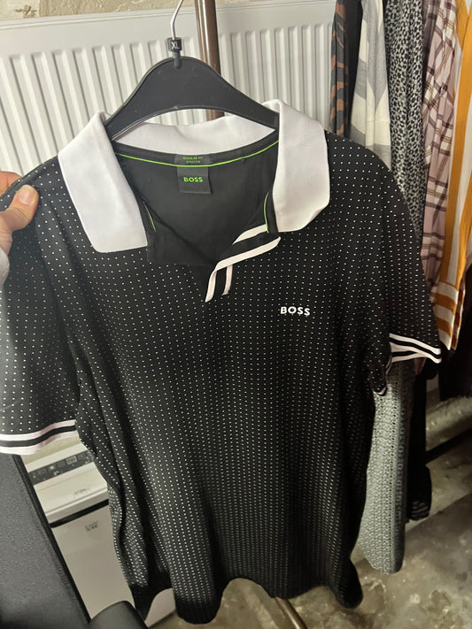 BOSS Poloshirt Schwarz mit Weiß Größe: XL