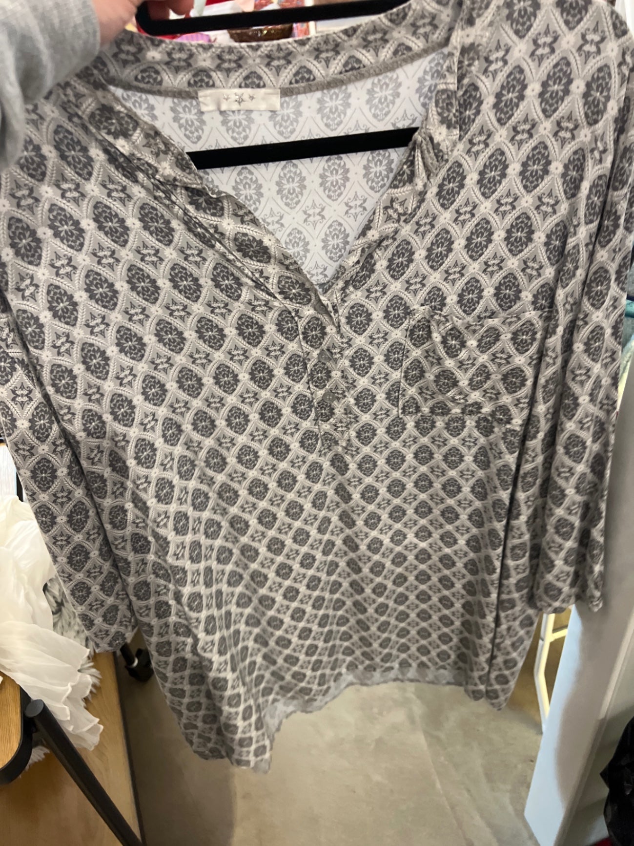 Bluse Grau und Weiß Größe: XL