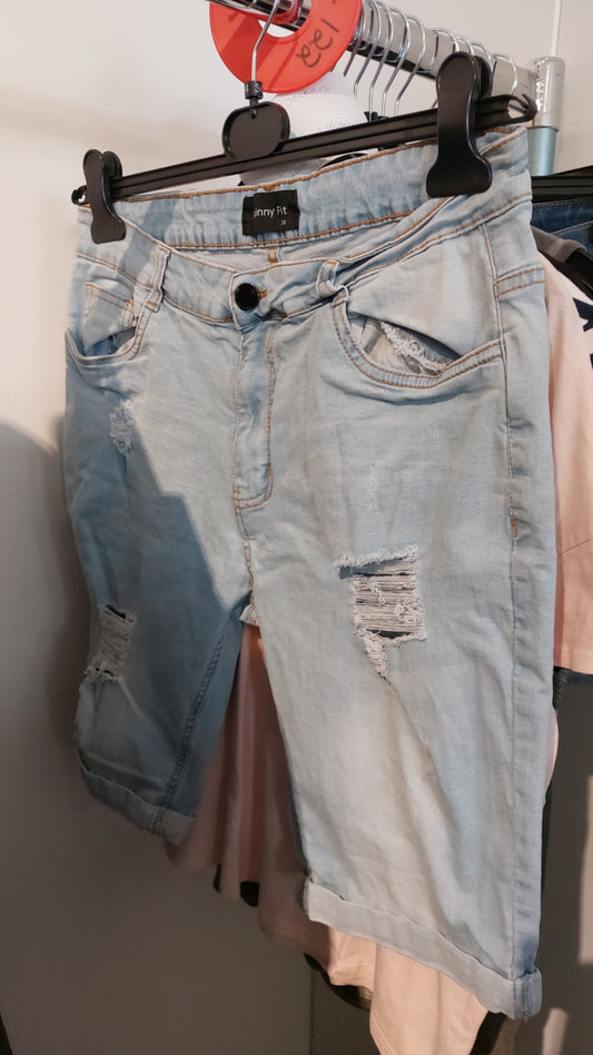 Skinny Fit Shorts Hellblau Größe: 34
