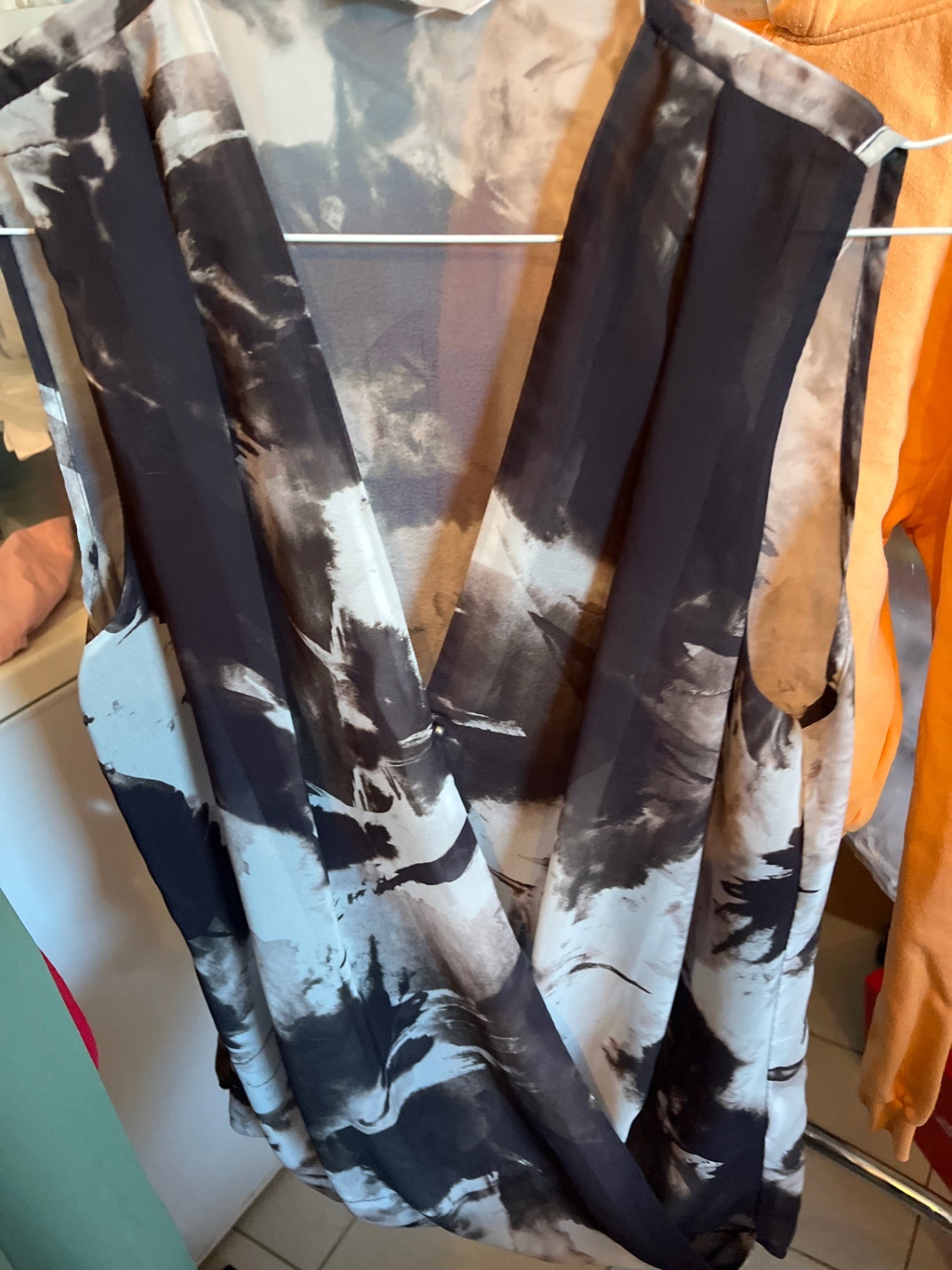 H&M Top Schwarz, Weiß, Grau Größe: S