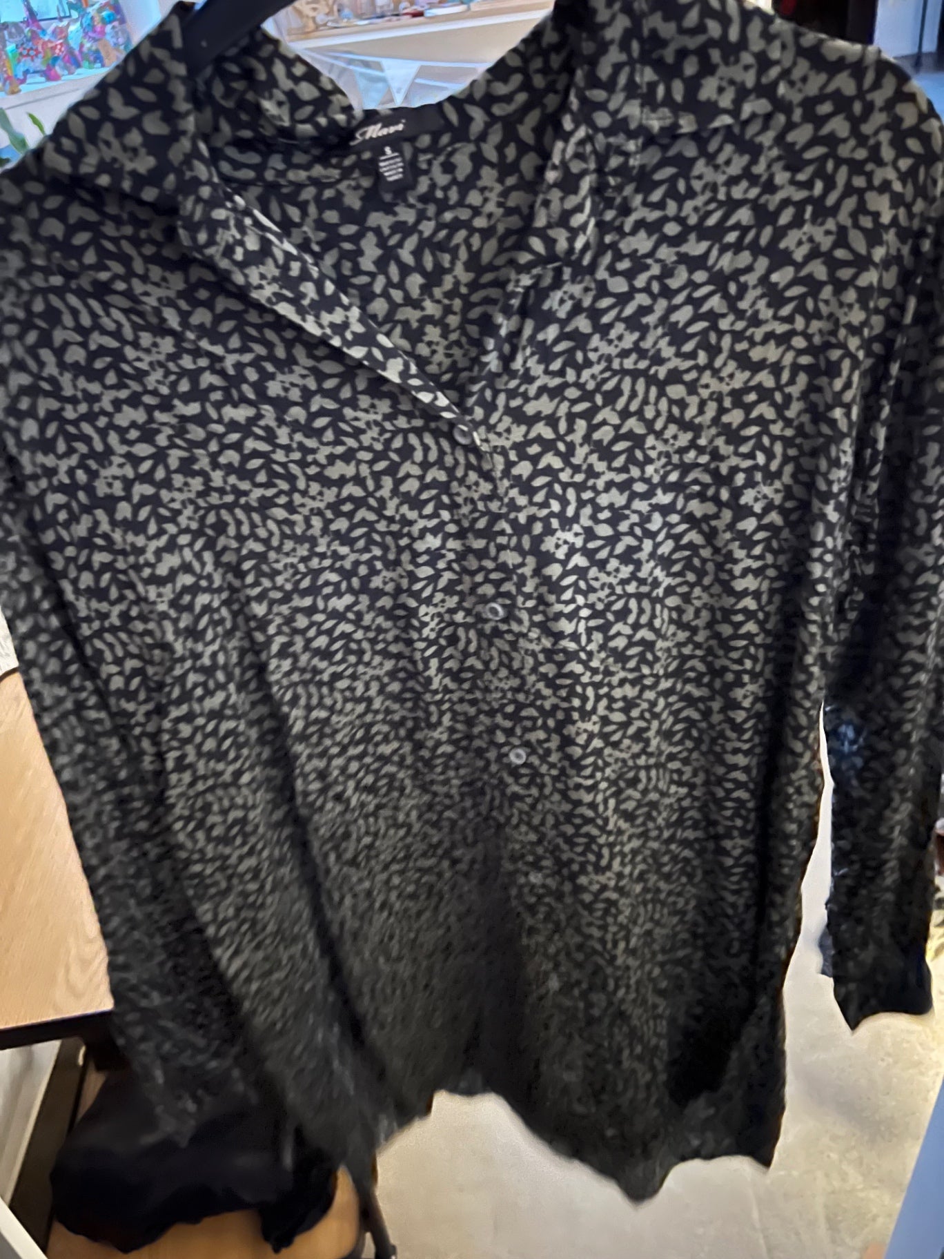 Mavi Bluse Schwarz und Hellgrau Gr.: S