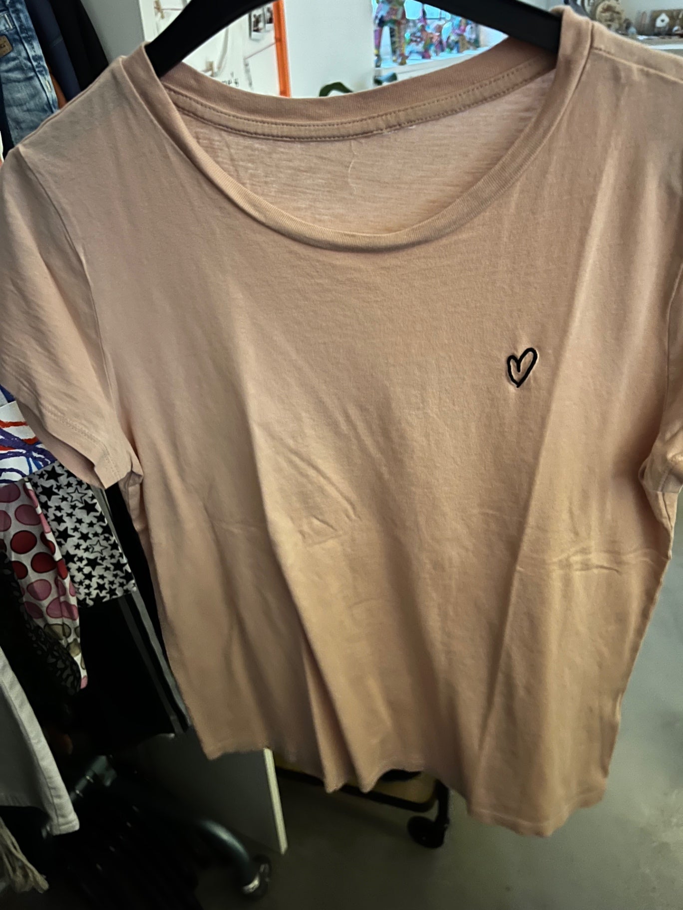 Herzchen T-Shirt Beige Rosa Gr.: M