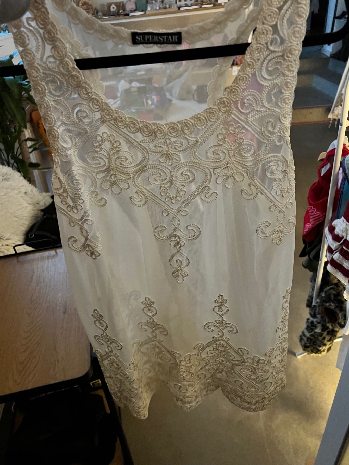 Spitzentop Weiß Gr.: M