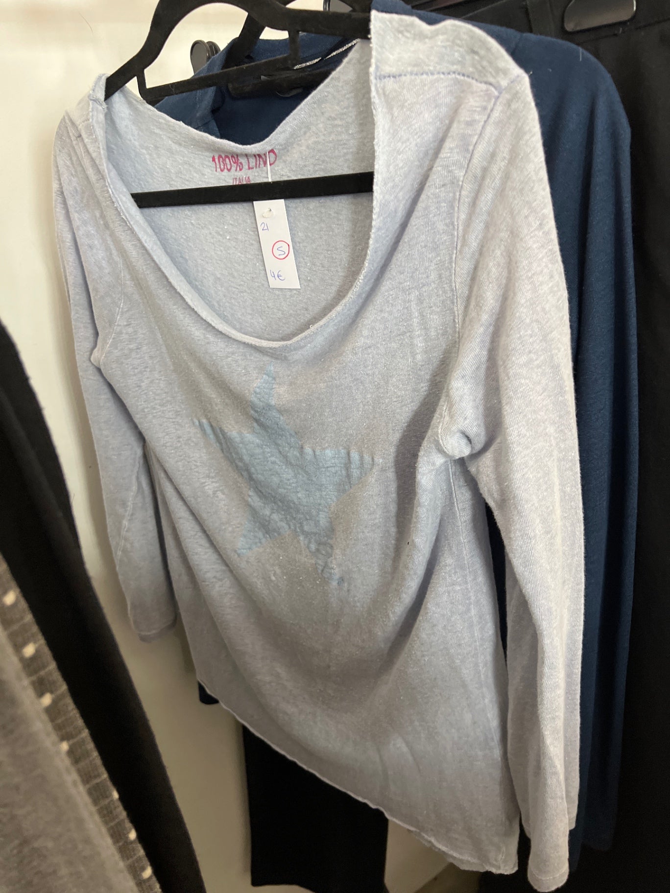 100% Leinen Shirt Blau Gr.: S
