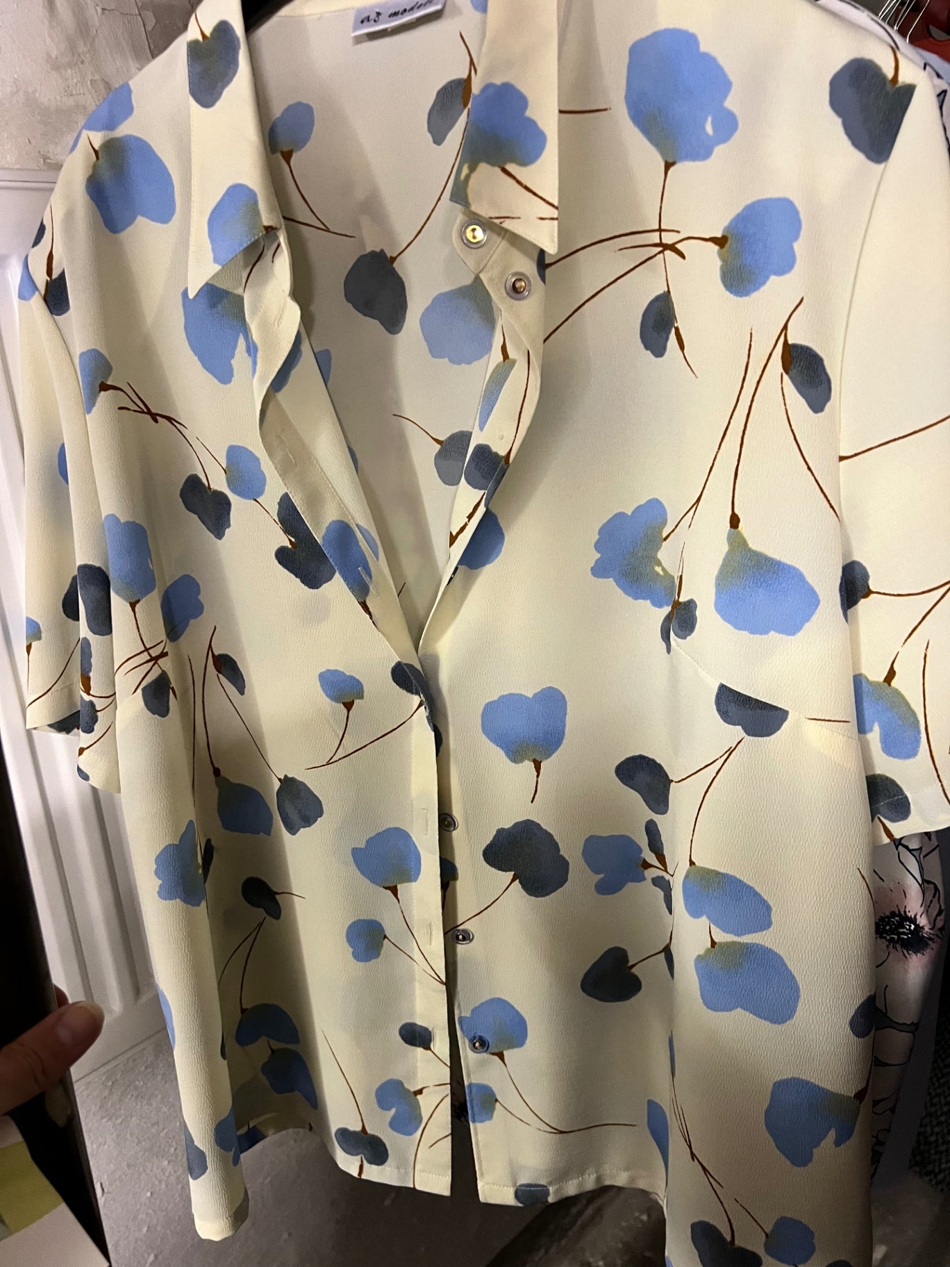 AS Vintage Bluse Beige Blau Gr.: 60