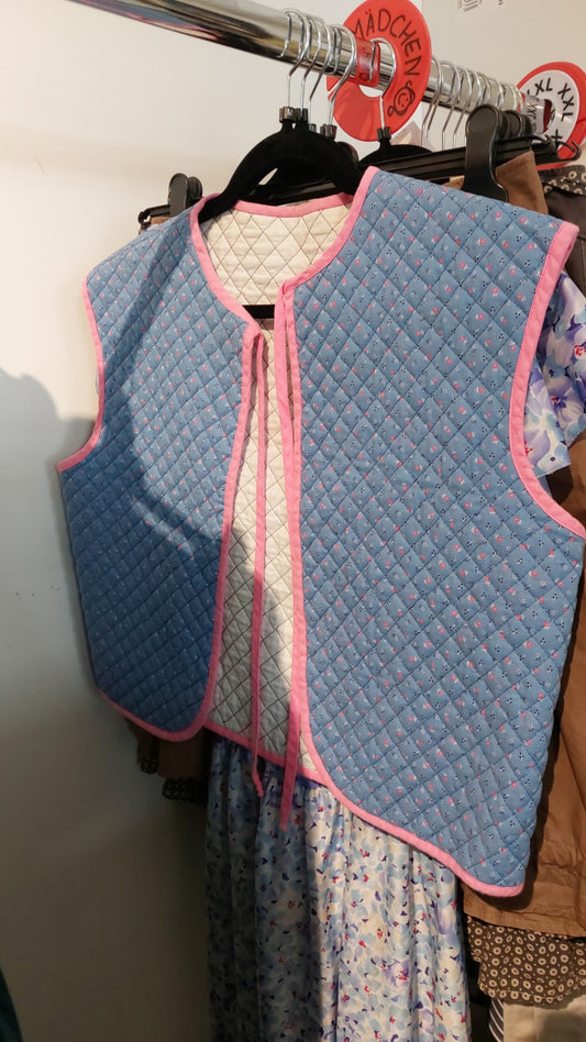 Selbst geschneidert Weste Blau, Pink, Weiß Gr.: M