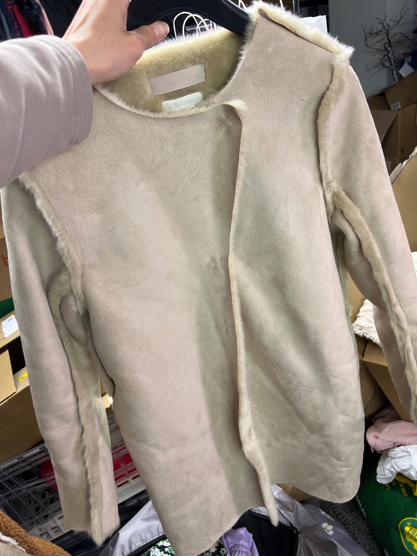 H&M Mantel Teddyfütterung Beige Gr.: 42