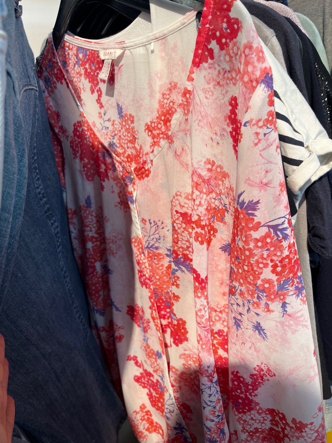 Esprit Bluse Weiß, Rot, Lila Gr.: 38