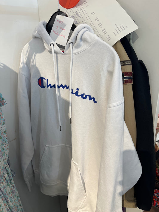 B-Ware, Fleck vorne Champion Hoodie Weiß Gr.: L