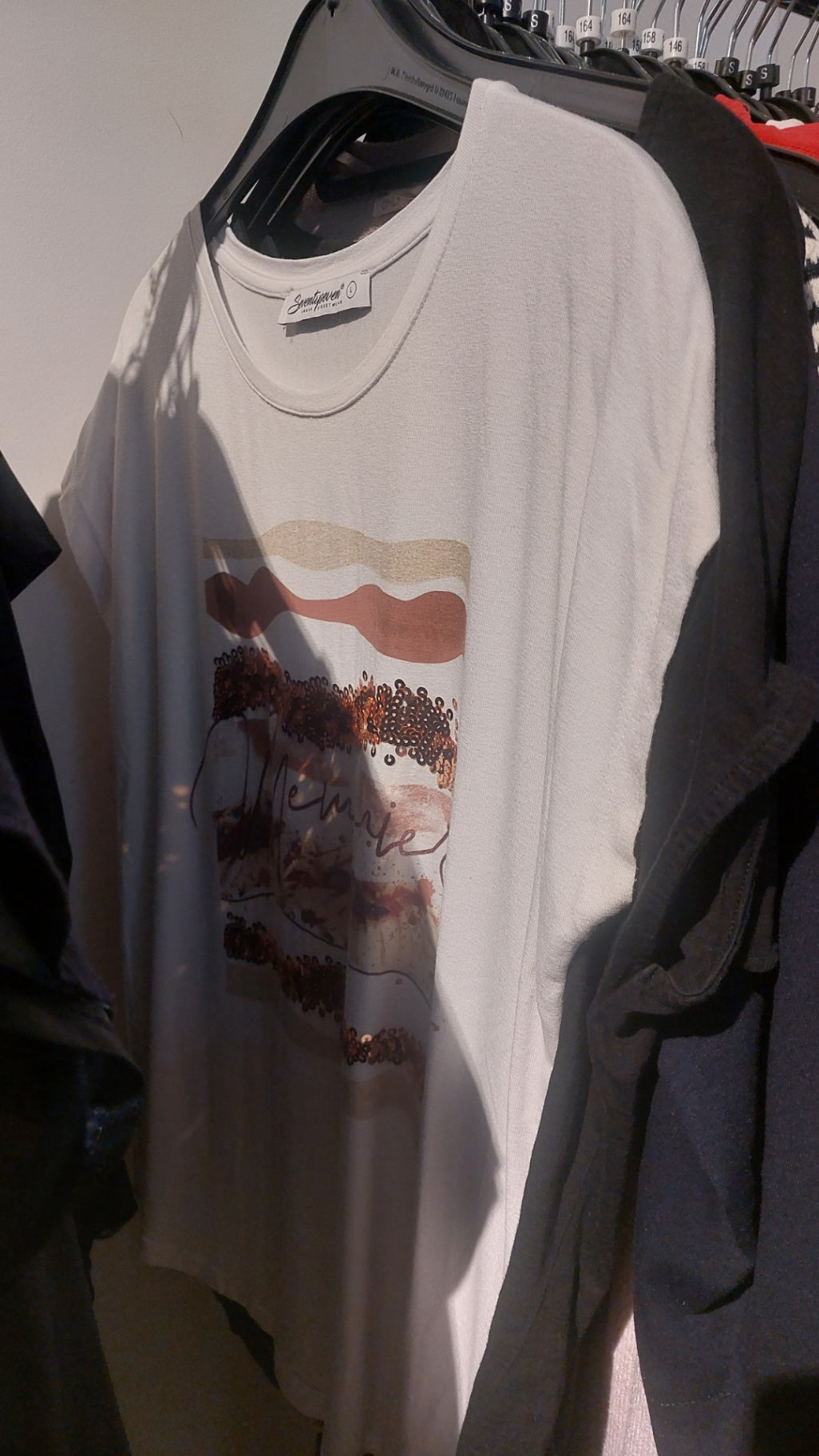 Seventyseven T-Shirt Weiß mit Rosa Gr.: L