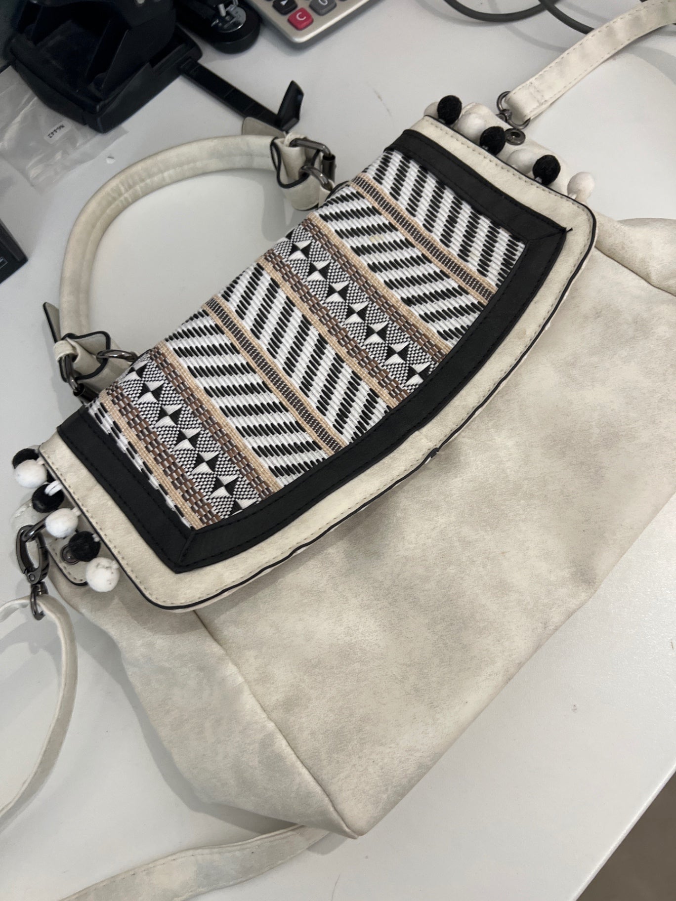 Handtasche Weiß Ethno 
