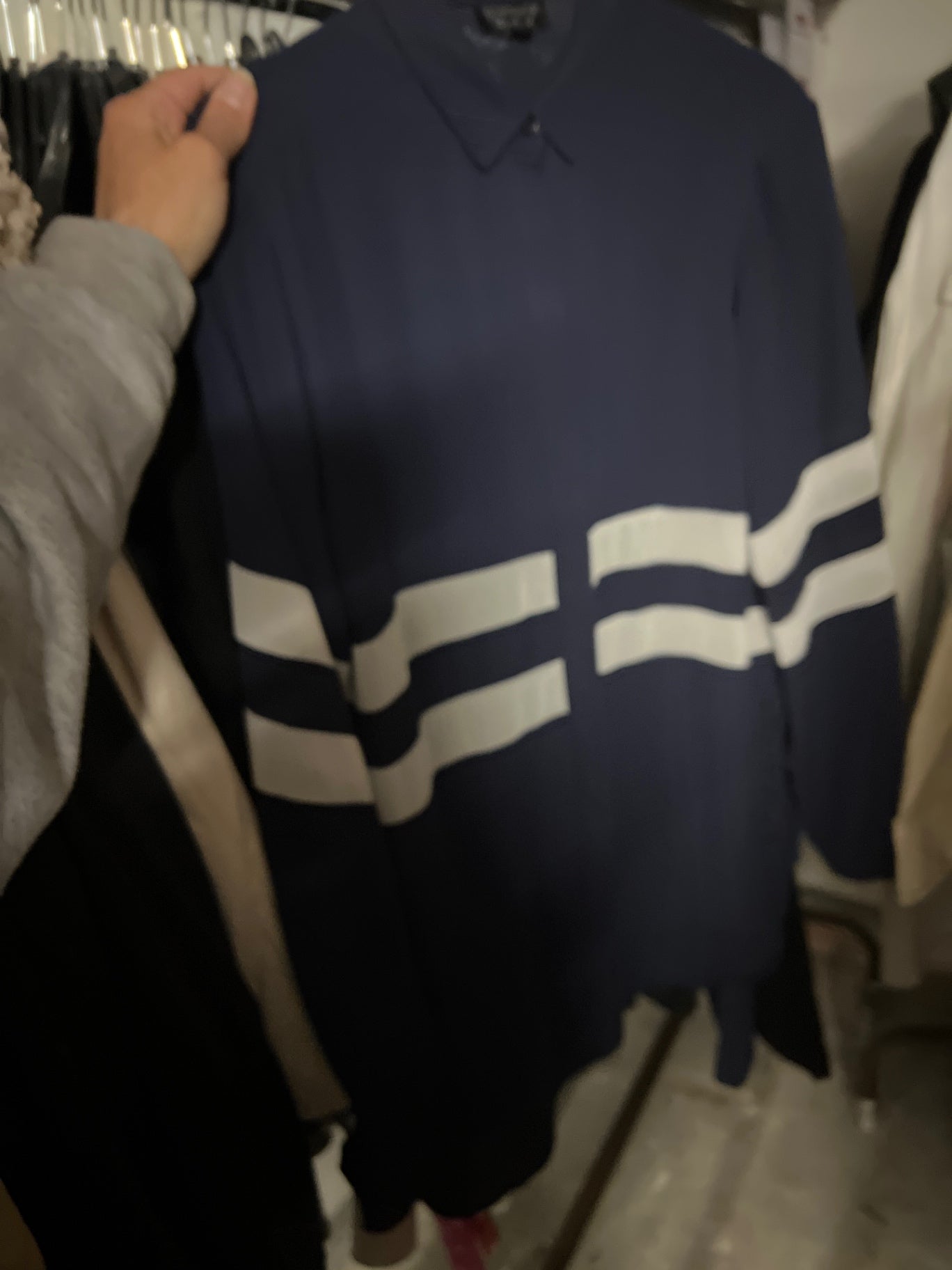 TOPSHOP Bluse Marineblau Weiß Gr.: S