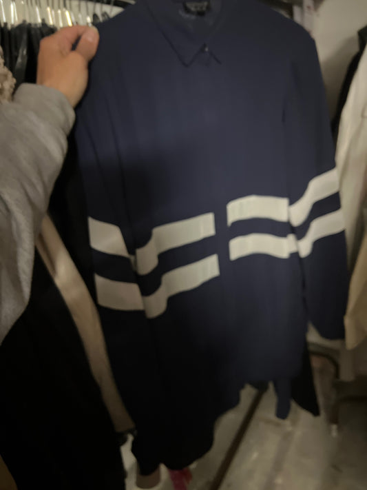 TOPSHOP Bluse Marineblau Weiß Gr.: S