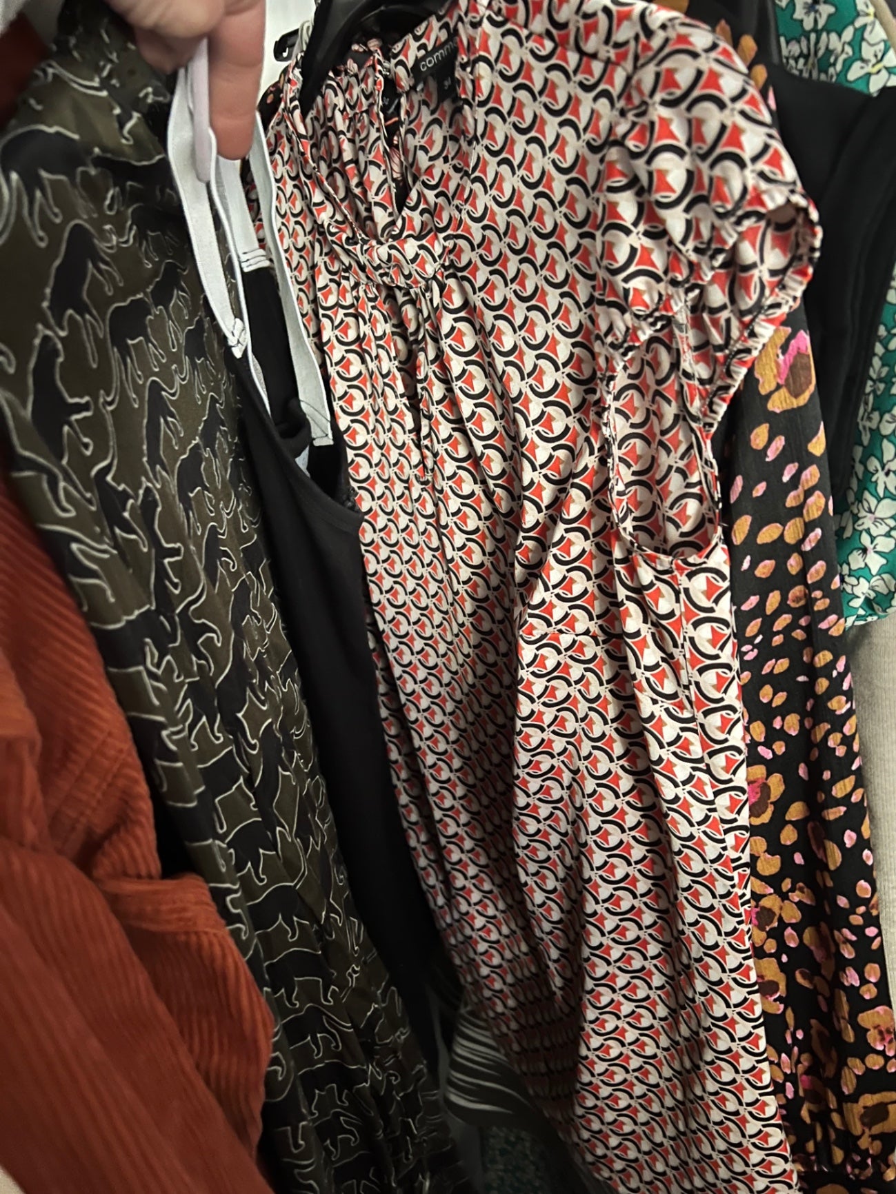 Comma Bluse Rot, Schwarz, Weiß Gr.: 34