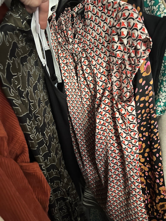 Comma Bluse Rot, Schwarz, Weiß Gr.: 34
