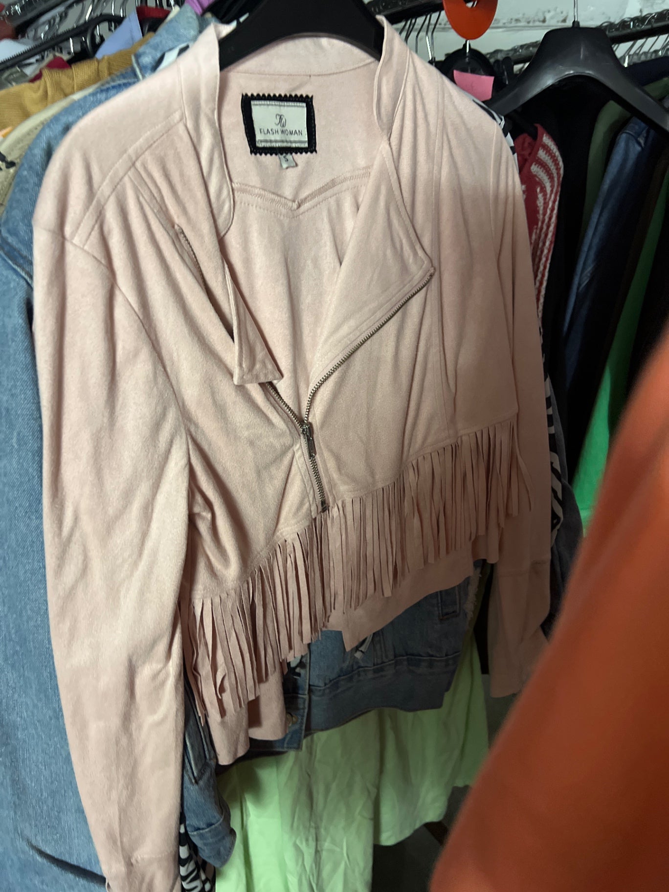 Flash Woman Lederjacke Rosa Gr.: S
