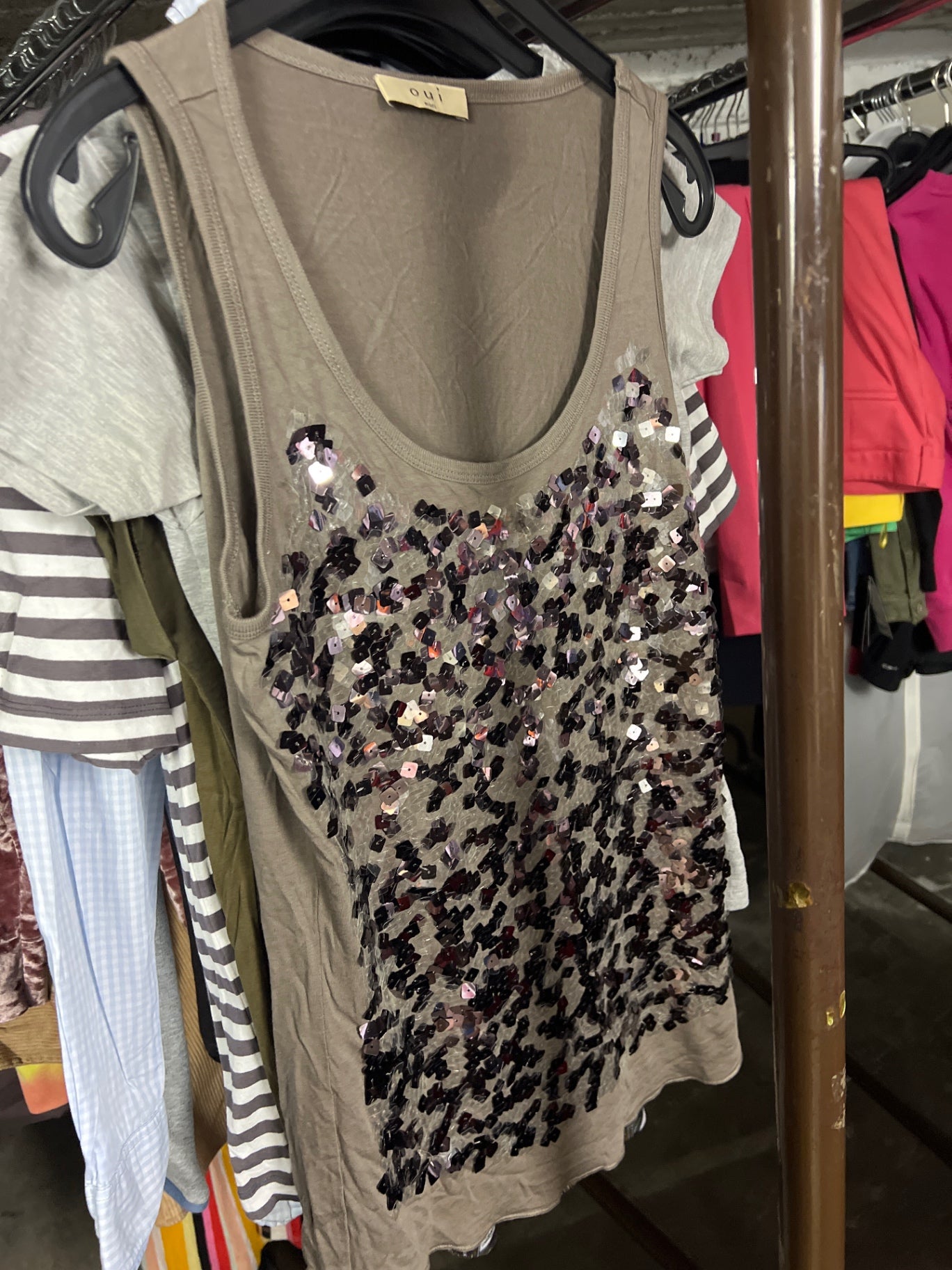 Oui Top Grün Pailetten Gr.: XL
