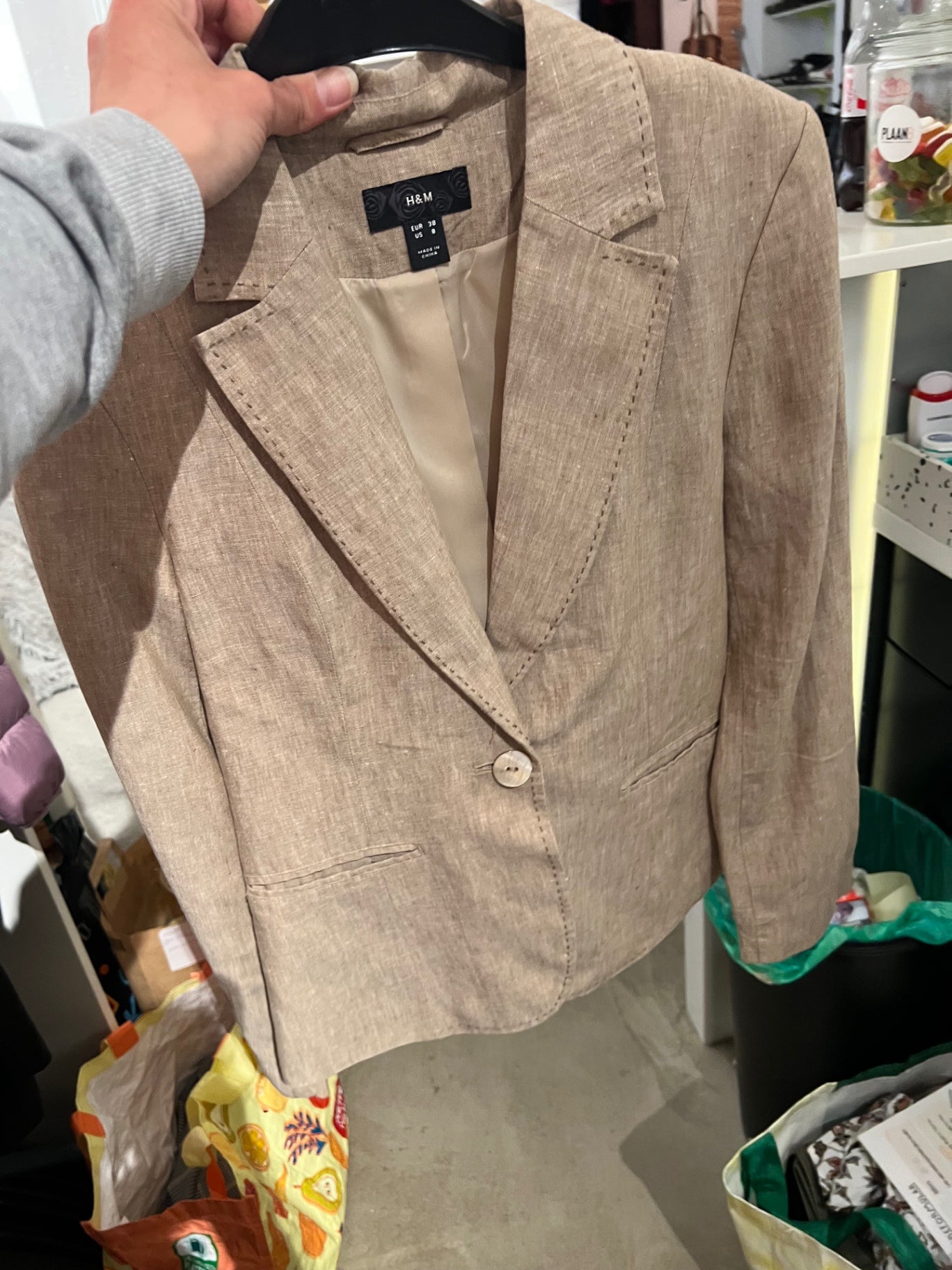 H&M Blazer Leinen Beige Gr.: M