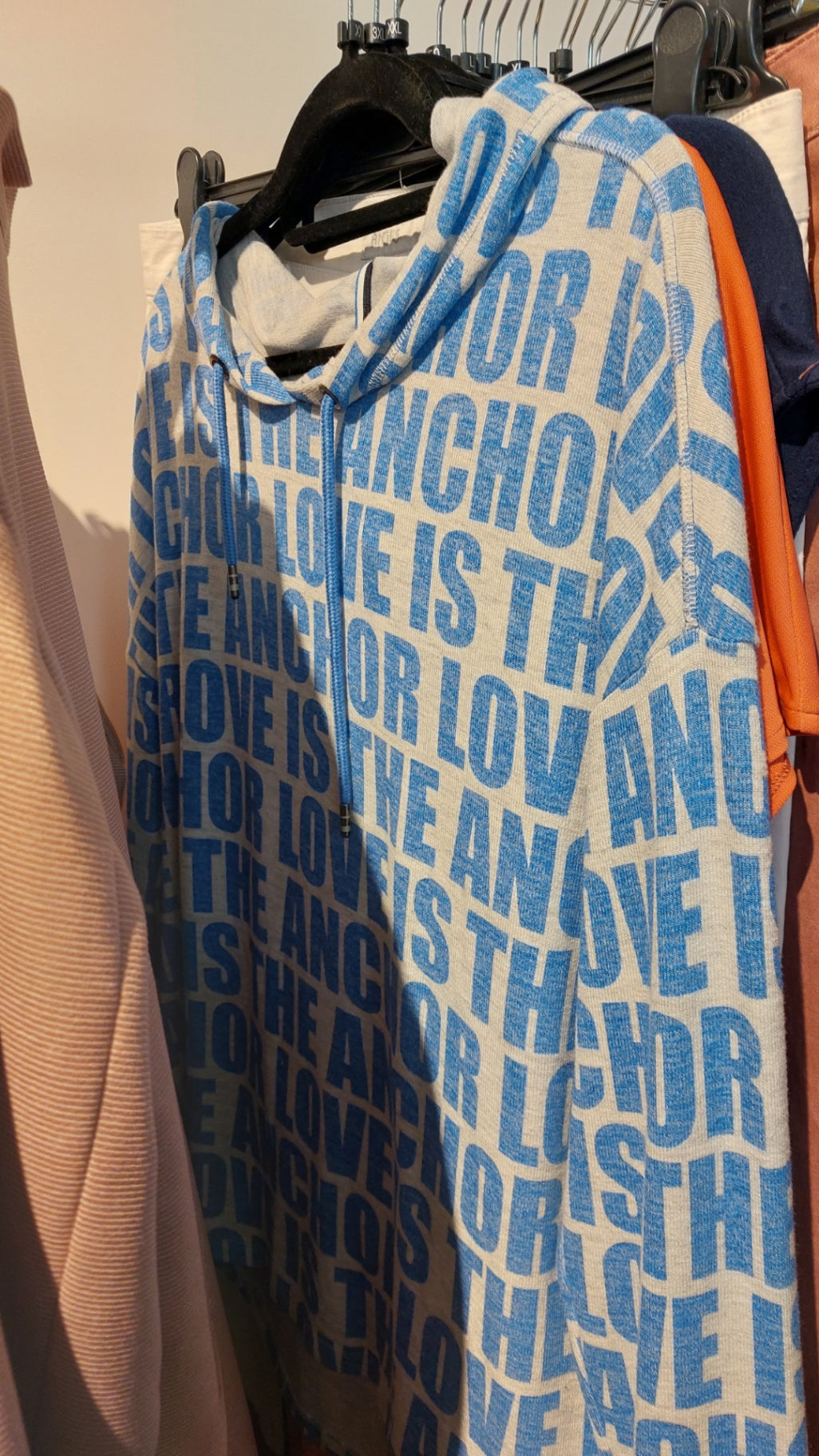 Kapuzensweatshirt Grau mit Blau Gr.: XXL